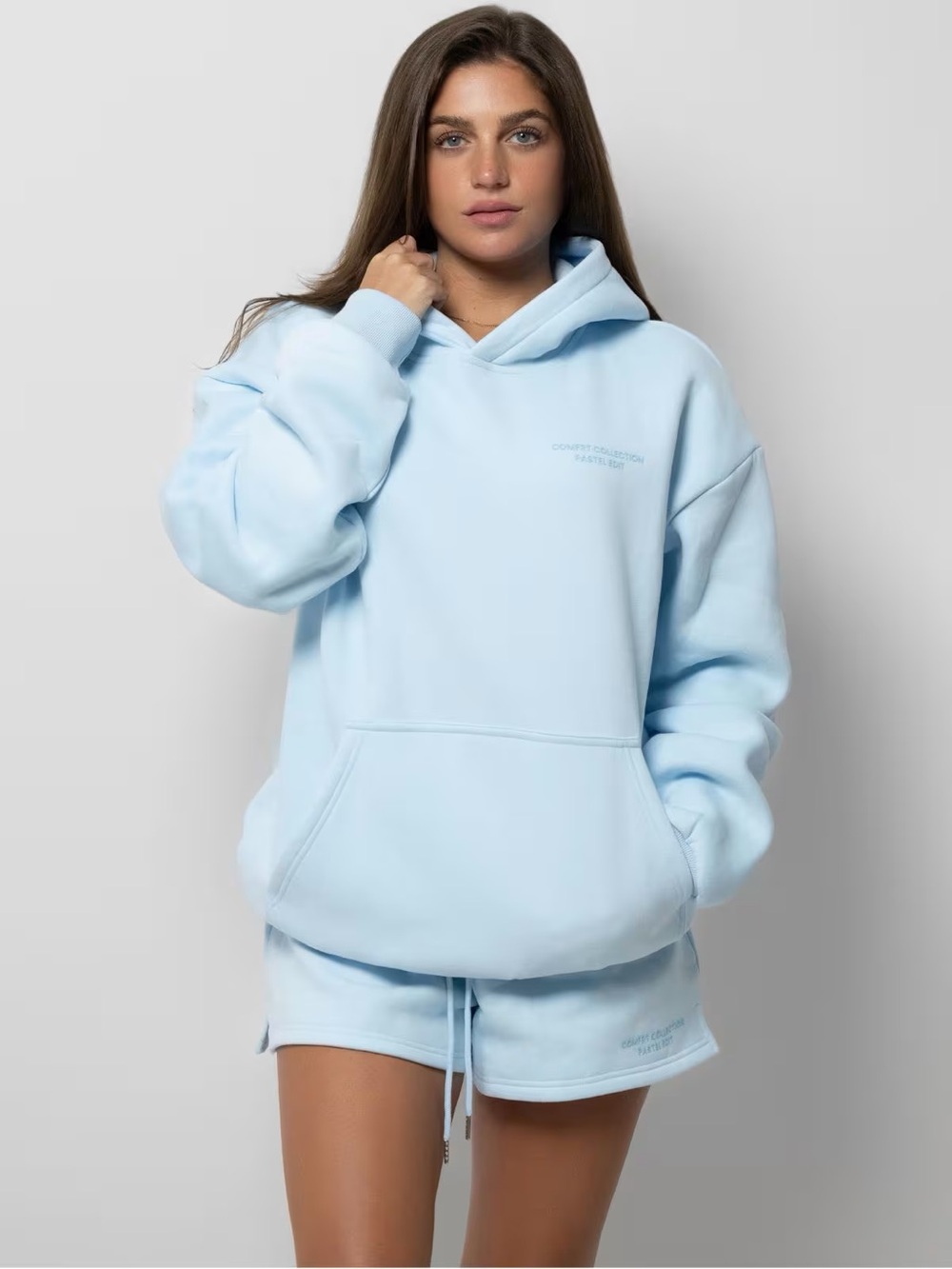 COMFRT ๐ Pastel Hoodie (L) and Shorts (M) Set ๐ Baby Blue - Picture 2 of 8